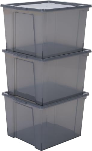 IRIS 3er-Set Aufbewahrungsboxen – Kisten mit Deckel – stapelbar – 40 Liter