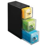 mDesign Aufbewahrungsbox für Teebeutel, Kaffeepads, Zucker – Küchen Organizer mit 3 Schubladen – schwarz und durchsichtig
