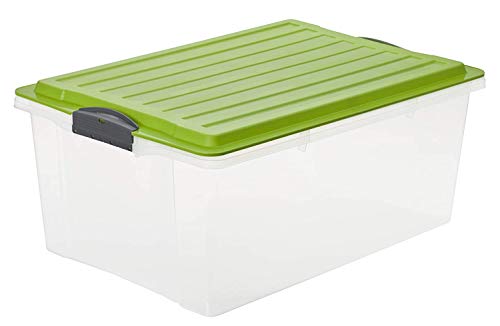 Rotho Eco Compact Aufbewahrungsbox 38l – 57 x 40 x 25 cm – transparent/grün