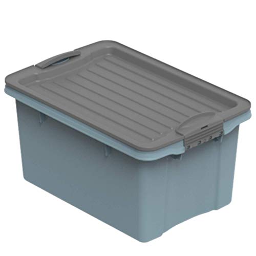 Rotho Eco Compact Aufbewahrungsbox 13l – 27 x 18,5 x 15 cm – blau/anthrazit