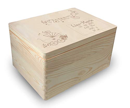 MidaCreativ Holz-Geschenkbox zur Geburt mit Lasergravur
