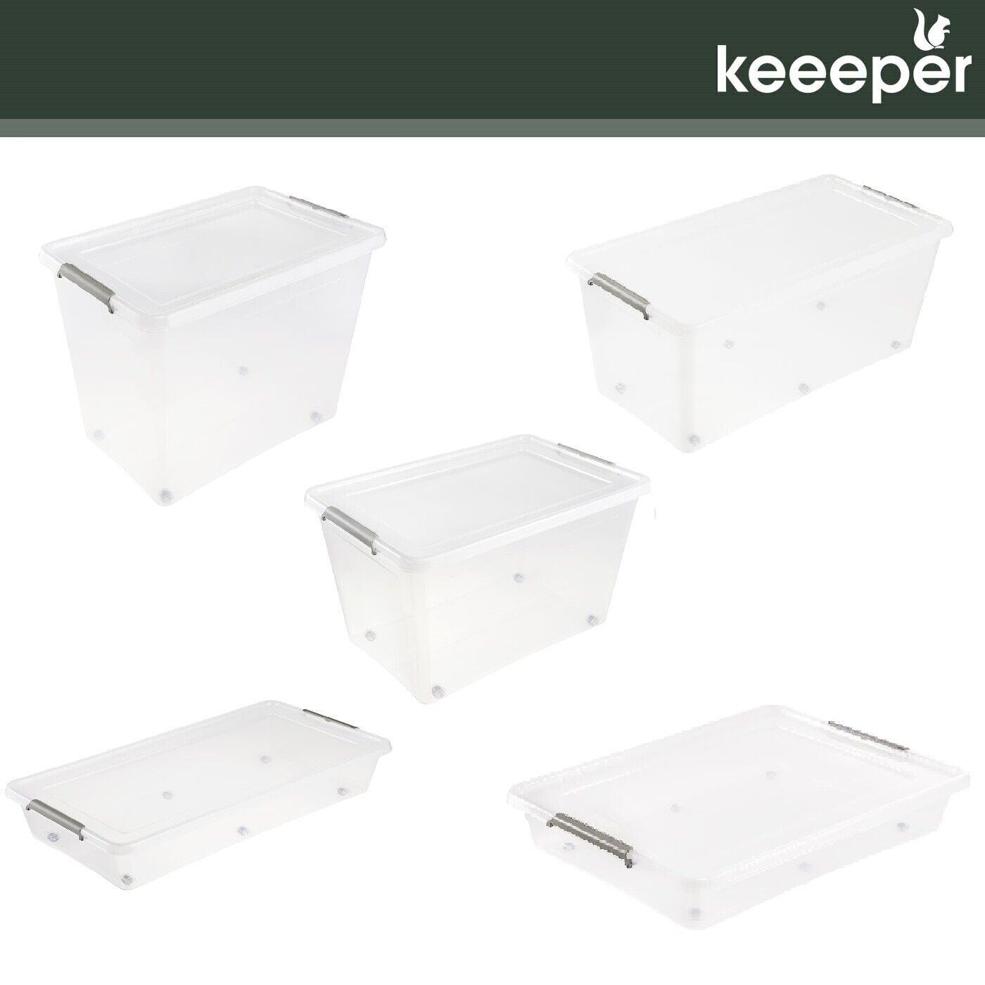 keeeper Lars Aufbewahrungsbox mit Deckel, Rollen und Clipverschluß – 58 x 39 x 16 cm