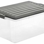 Rotho Eco Compact Aufbewahrungsbox 38l - 57 x 40 x 25 cm - transparent/grau